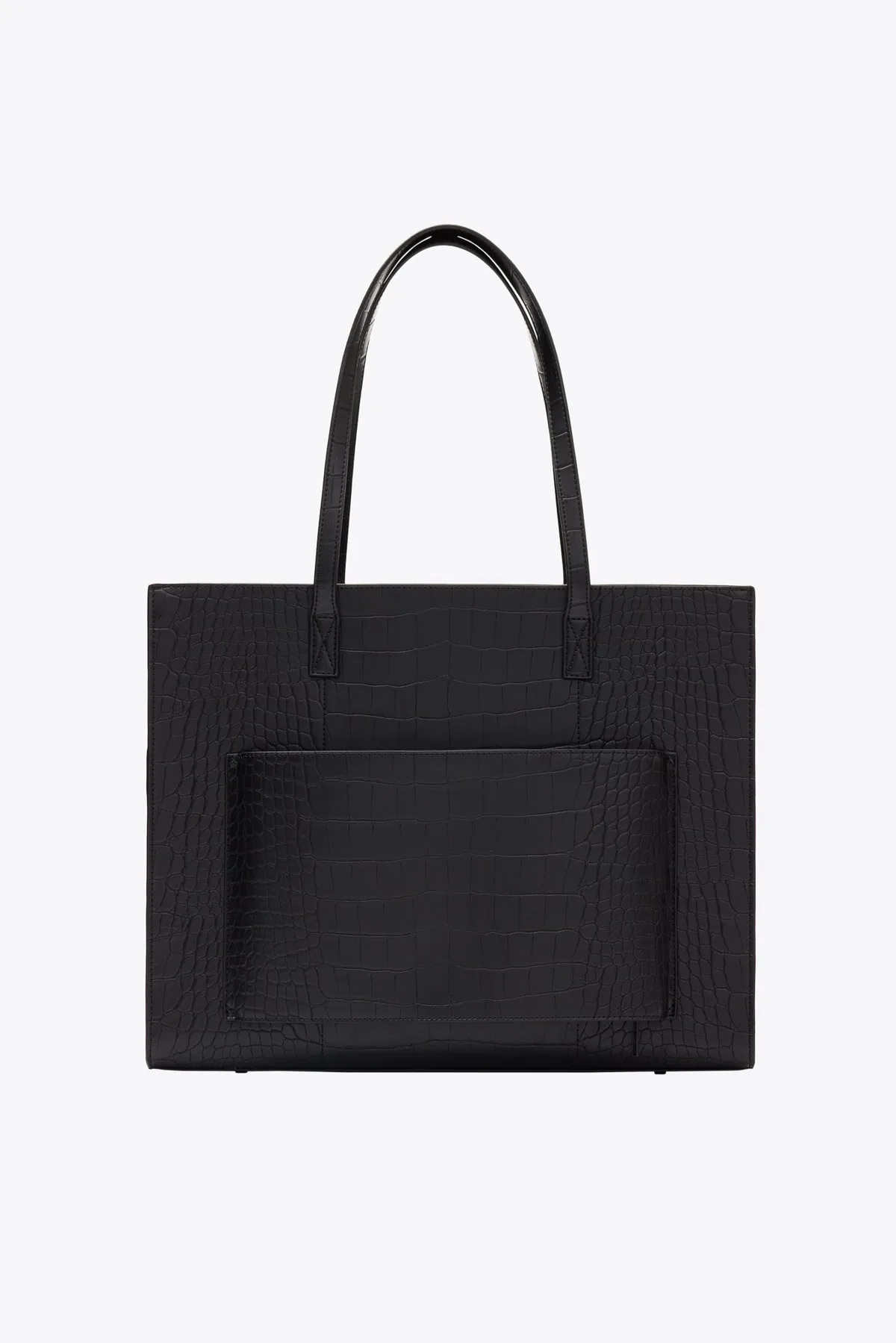 Back view of Béis large croc work tote showing trolley pass-through panel