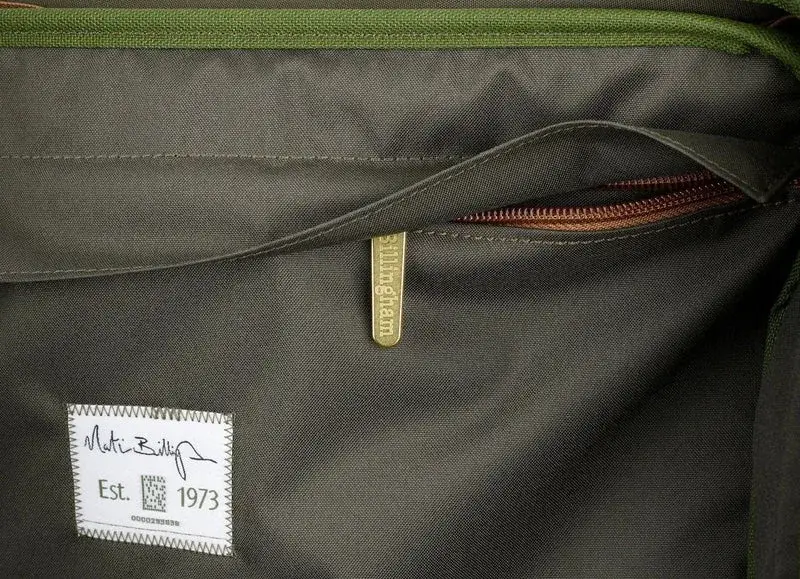 Billingham Thomas briefcase interior showing main zip pocket and organizer
