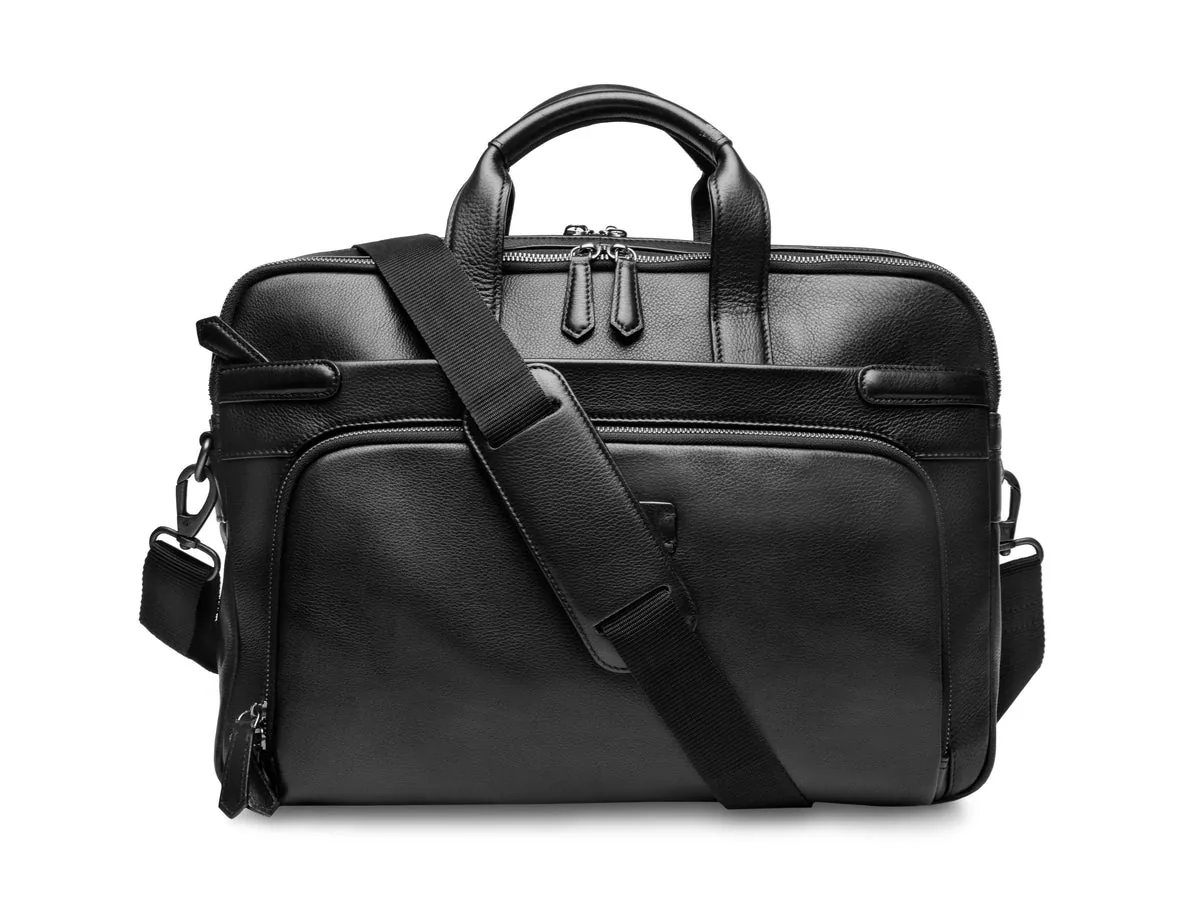 Bosca Nappa full-grain leather laptop brief, black front view
