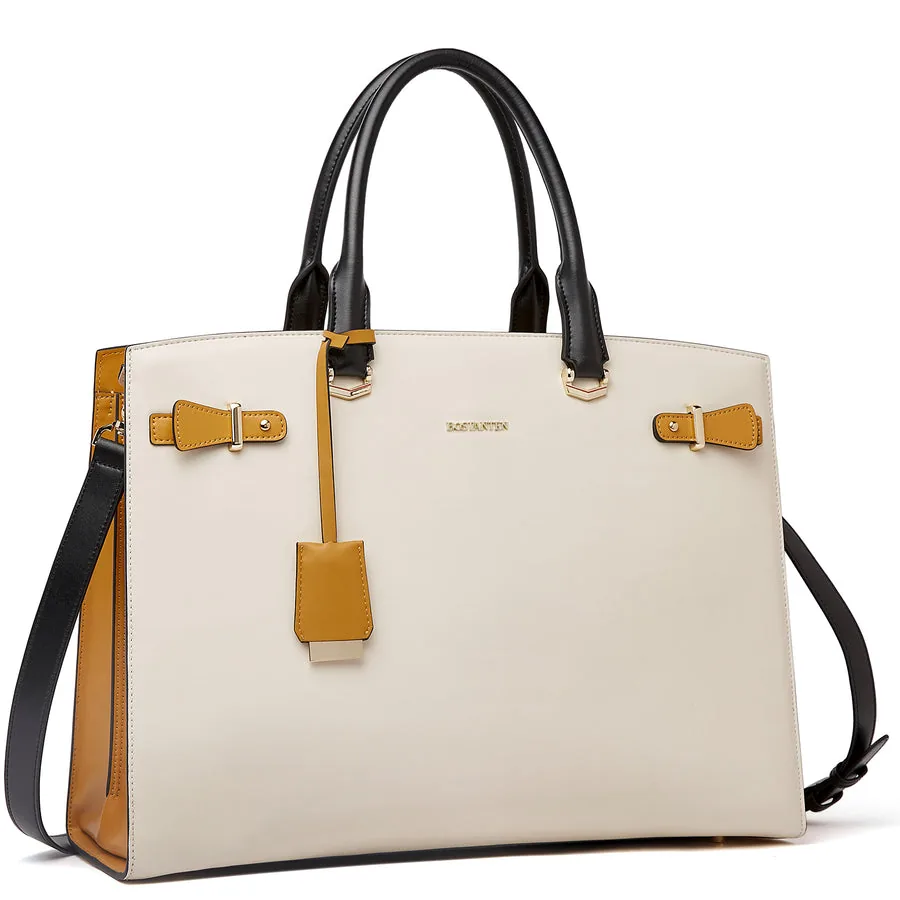 Bostanten Mizuki Classic genuine leather laptop briefcase tote for women