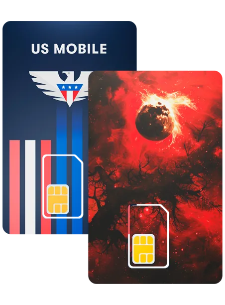 US Mobile Warp and Dark Star SIM cards with ejector pin from starter kit